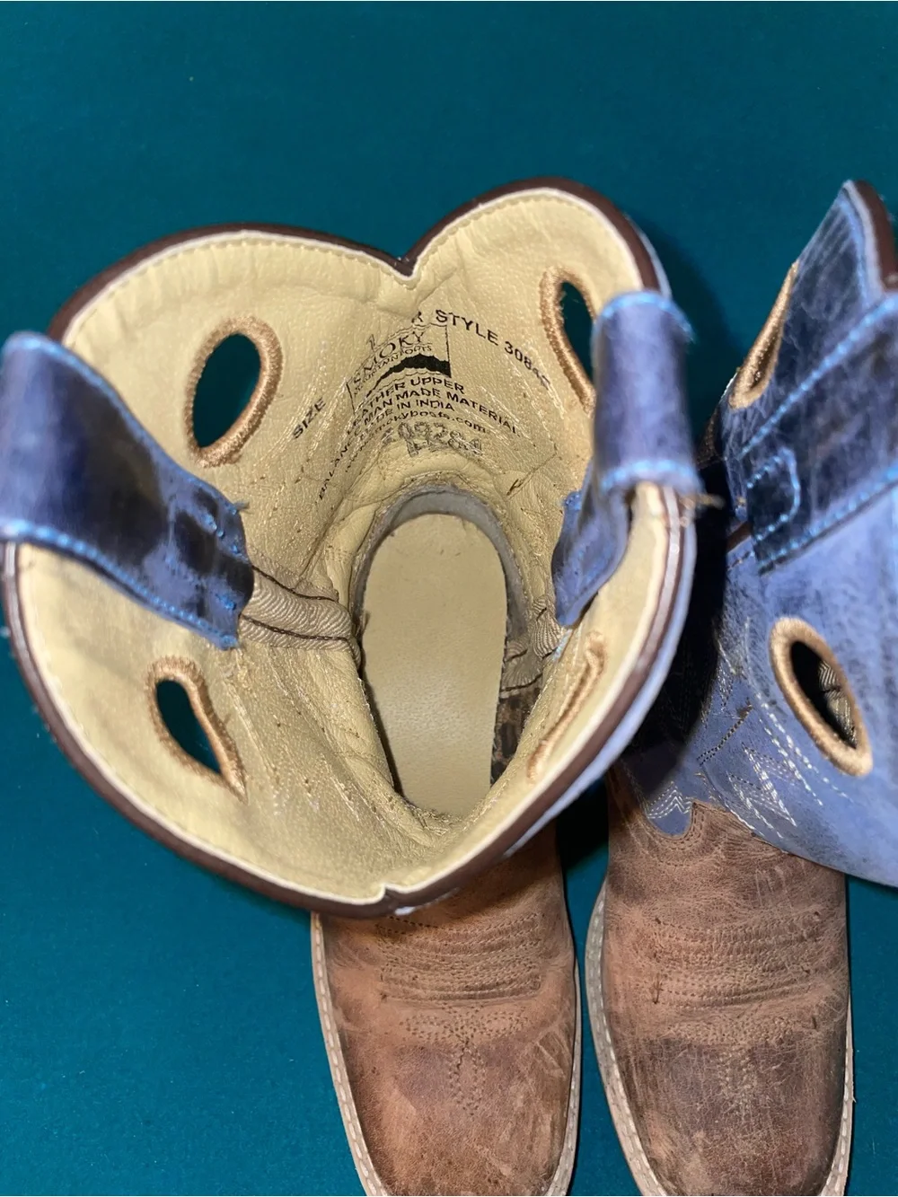 RD Style Kids Two-Tone Brown & Blue Western Boots